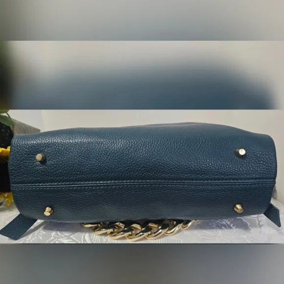 Viola Castellani Teal Satchel Two Way Carry Made in Italy - Picture 10 of 12